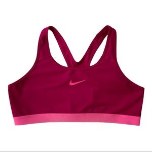 Nike Dri-fit Racerback Raspberry Swoosh Sports Bra